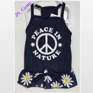 New Dog Dress Blue With White & Yellow Flowers Animal Small